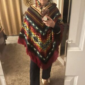 Colorful Hooded Poncho
